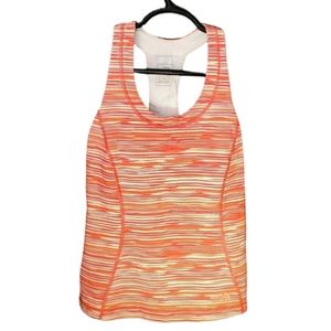 The North Face Orange/White Stripe Racerback Workout Tank - Size Small.